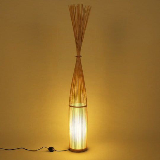 Handwoven Bamboo Standing Light - Asian Inspired Floor Lighting For Living Room Brown / 8.5