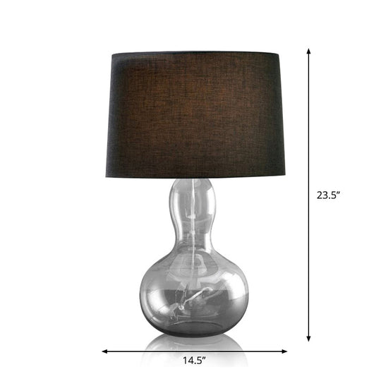 Gourd Shaped Fabric Tapered Table Lamp - Modern Single Living Room Nightstand Lighting Black