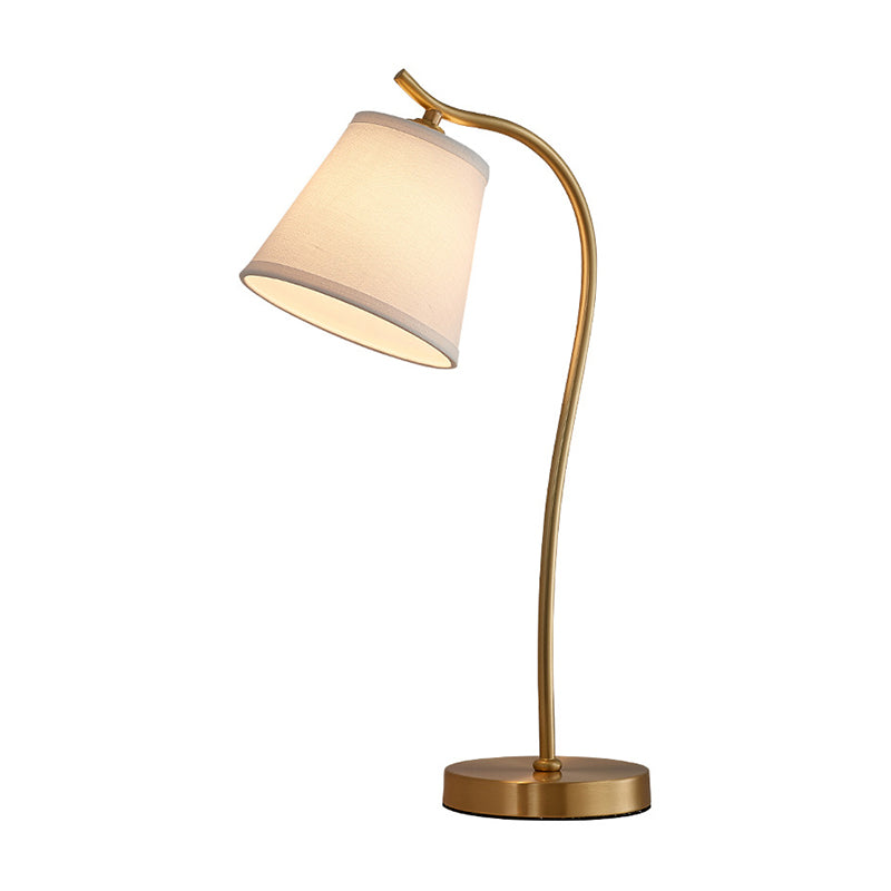 Brass Single Fabric Bedside Lamp: Traditional Bucket Table Nightstand Lighting