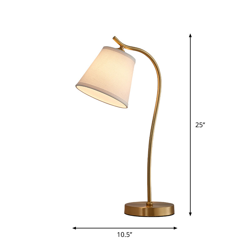 Brass Single Fabric Bedside Lamp: Traditional Bucket Table Nightstand Lighting