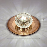 Crystal Bowl Shade Led Flush Mount Ceiling Light - Elegant Simplicity For Entryways Tan / White