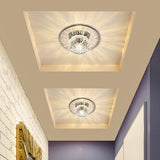 Crystal Bowl Shade Led Flush Mount Ceiling Light - Elegant Simplicity For Entryways
