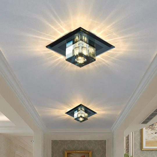 Crystal Led Flush Ceiling Light For Modern Entryways