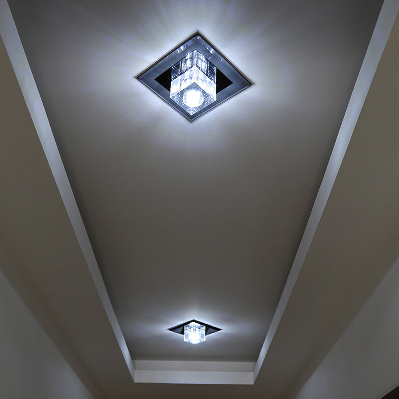 Crystal Led Flush Ceiling Light For Modern Entryways