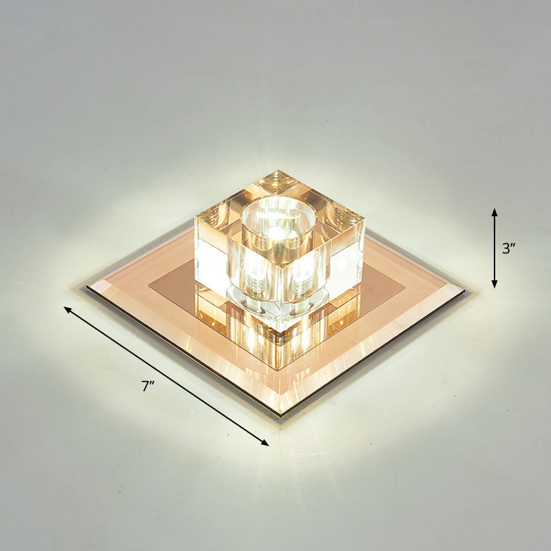 Crystal Led Flush Ceiling Light For Modern Entryways Tan / White