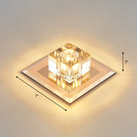 Crystal Led Flush Ceiling Light For Modern Entryways Tan / Warm