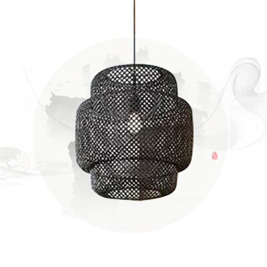 Bamboo Lantern Suspension Pendant Light - Simplicity At Its Best! Black / 19.5