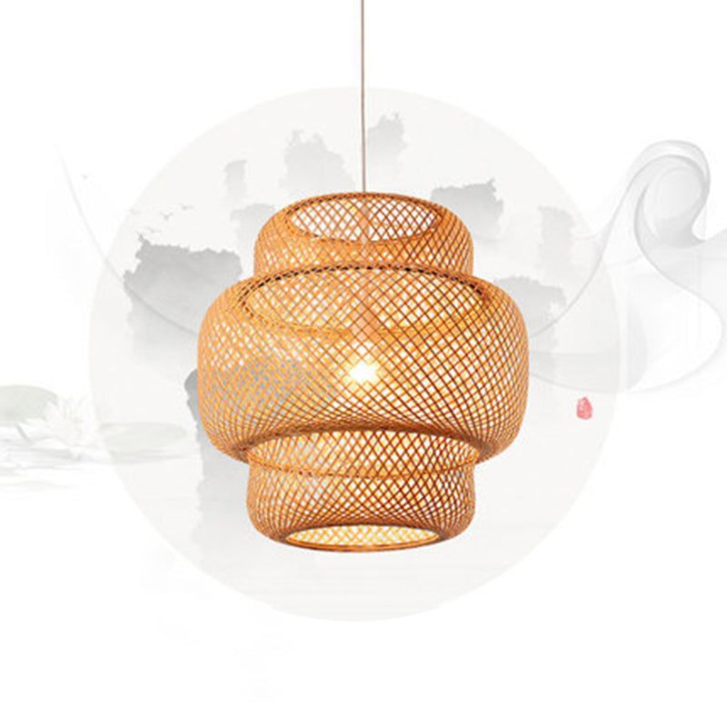 Bamboo Lantern Suspension Pendant Light - Simplicity At Its Best! Wood / 15