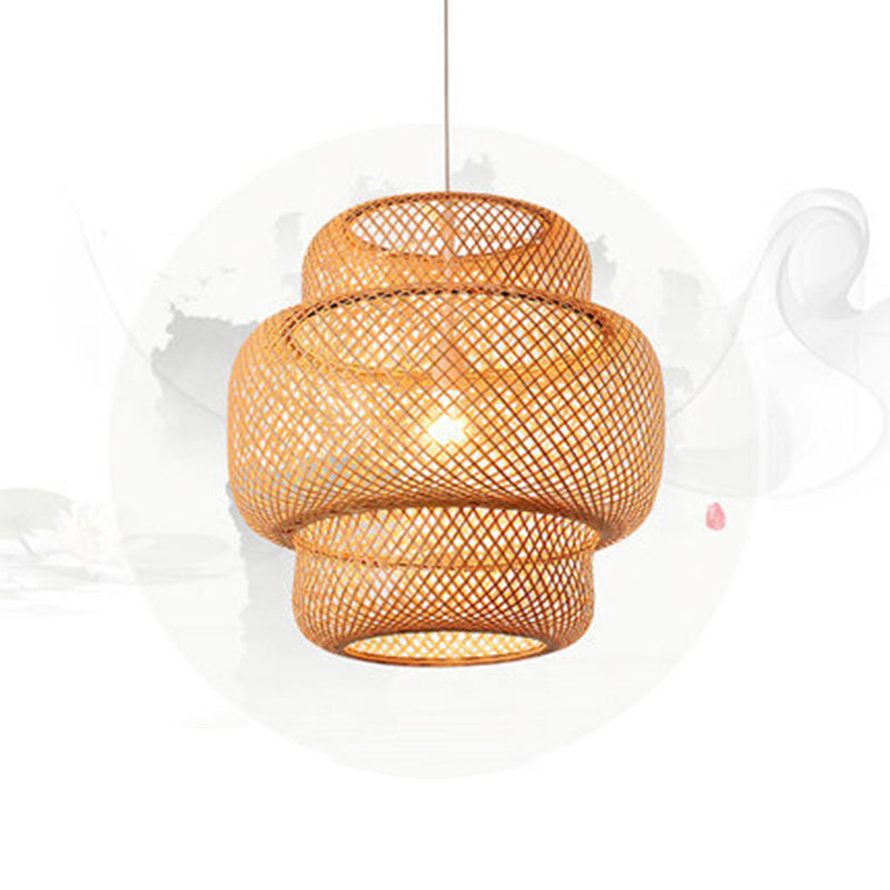 Bamboo Lantern Suspension Pendant Light - Simplicity At Its Best! Wood / 19.5