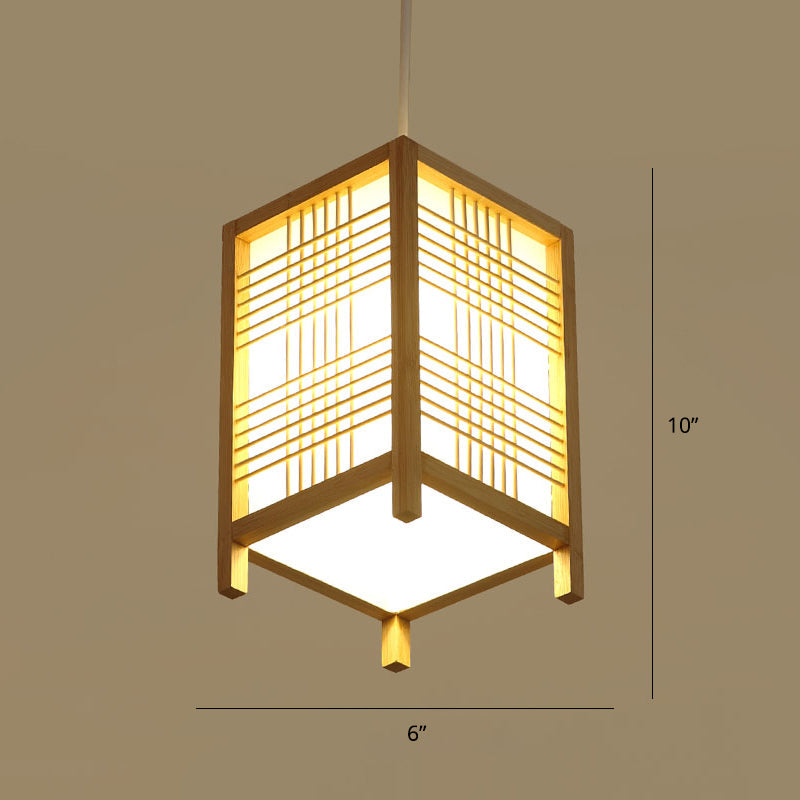 Modern Handwoven Bamboo Pendant Light For Restaurants - Single Wood Hanging Ceiling / A