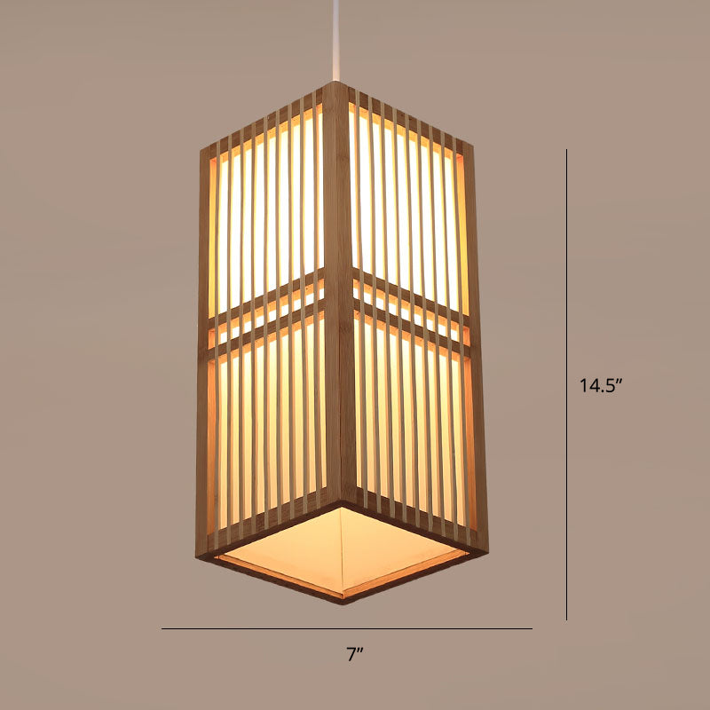Modern Handwoven Bamboo Pendant Light For Restaurants - Single Wood Hanging Ceiling / C