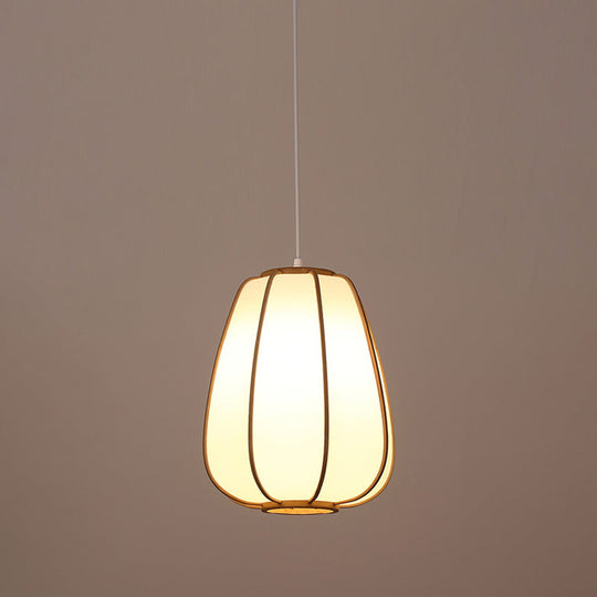 Modern Handwoven Bamboo Pendant Light For Restaurants - Single Wood Hanging Ceiling / N