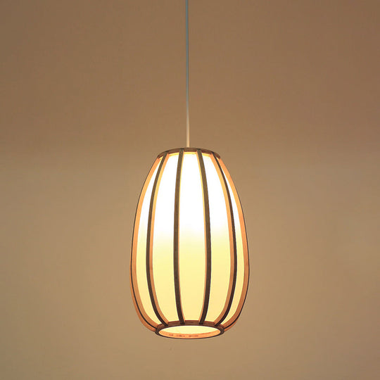 Modern Handwoven Bamboo Pendant Light For Restaurants - Single Wood Hanging Ceiling / S