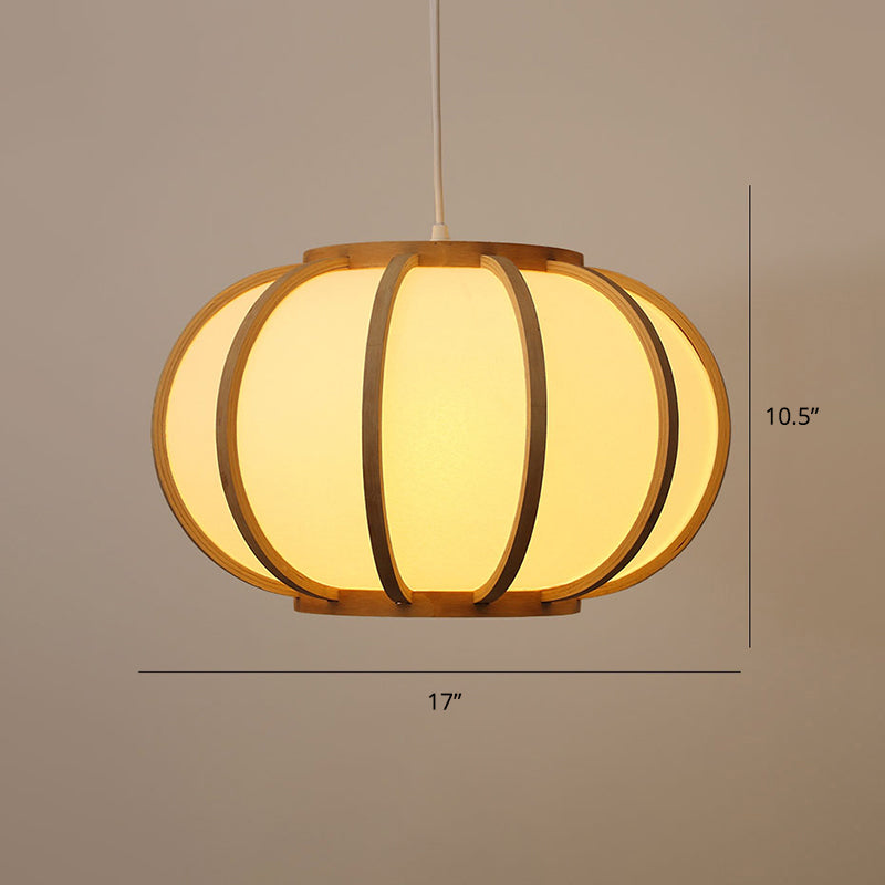 Modern Handwoven Bamboo Pendant Light For Restaurants - Single Wood Hanging Ceiling / D