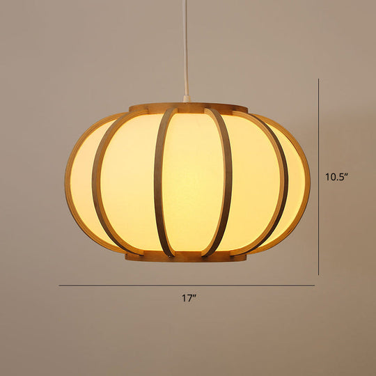 Modern Handwoven Bamboo Pendant Light For Restaurants - Single Wood Hanging Ceiling / D