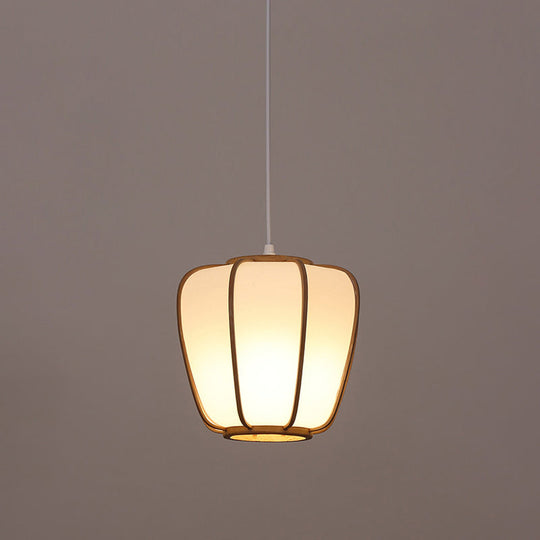 Modern Handwoven Bamboo Pendant Light For Restaurants - Single Wood Hanging Ceiling / M