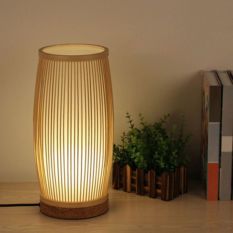 Bamboo 1-Light Table Lamp - Elegant Barrel Design For Simplicity Perfect Living Room Or Nightstand