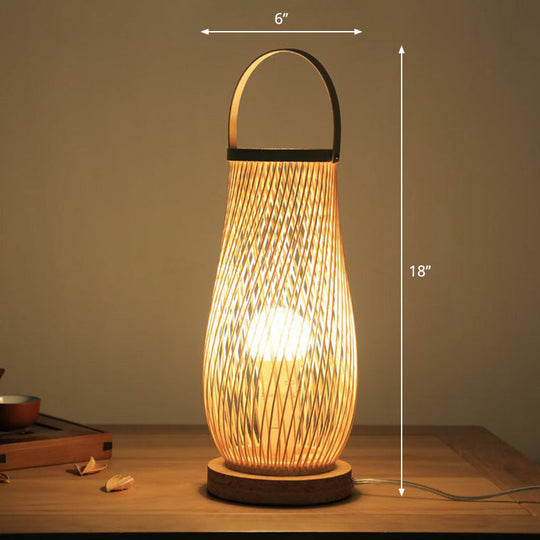 Bamboo Tea Room Nightstand Lamp Contemporary Single Table Lighting In Wood / K