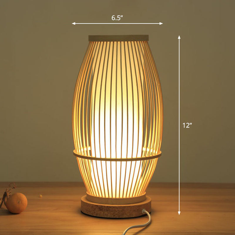 Bamboo Tea Room Nightstand Lamp Contemporary Single Table Lighting In Wood / C