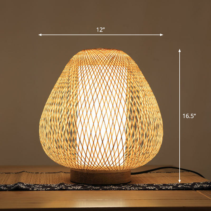 Bamboo Tea Room Nightstand Lamp Contemporary Single Table Lighting In Wood / N