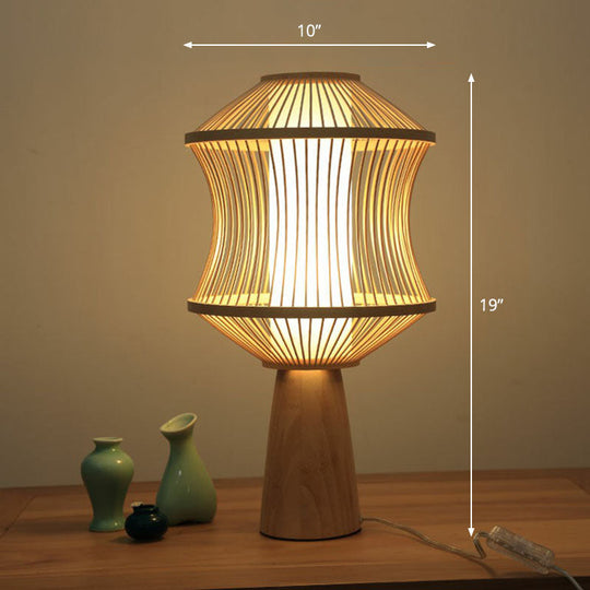 Bamboo Tea Room Nightstand Lamp Contemporary Single Table Lighting In Wood / J