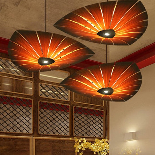 Southeast Asian Wood Triangular Suspension Light - Restaurant Chandelier Fixture