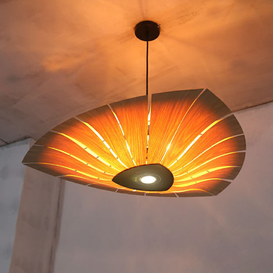 Southeast Asian Wood Triangular Suspension Light - Restaurant Chandelier Fixture 4 / Red Brown 31.5
