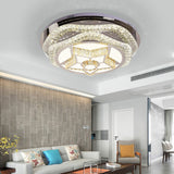 Modern Led Crystal Dome Flush Mount Ceiling Light In Chrome With Star/Gyro Pattern For Living Room -