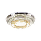 Modern Led Crystal Dome Flush Mount Ceiling Light In Chrome With Star/Gyro Pattern For Living Room -