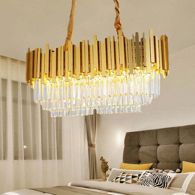 Brass Island Pendant - Traditional Crystal Dining Room Ceiling Light 31.5/39 Wide / 31.5