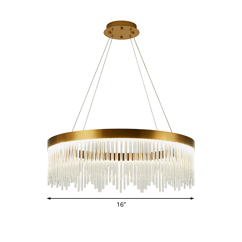 Simple Ring Crystal Icicles Chandelier Led Ceiling Light - Gold Diameters: 16 23.5 & 31.5