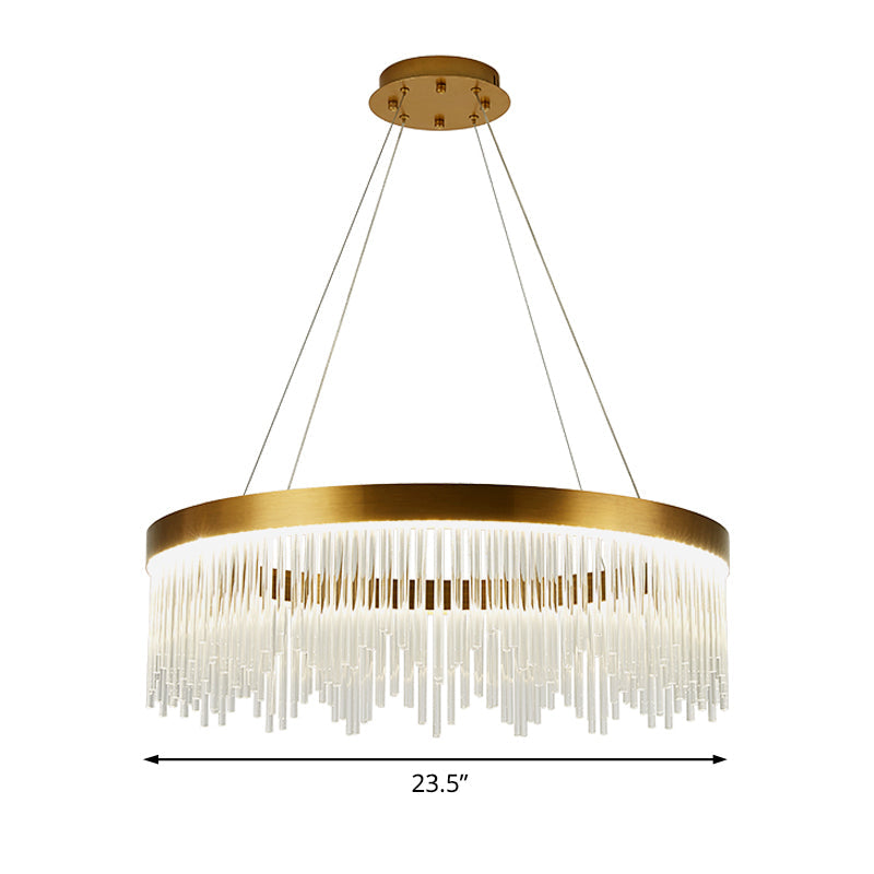 Simple Ring Crystal Icicles Chandelier Led Ceiling Light - Gold Diameters: 16 23.5 & 31.5