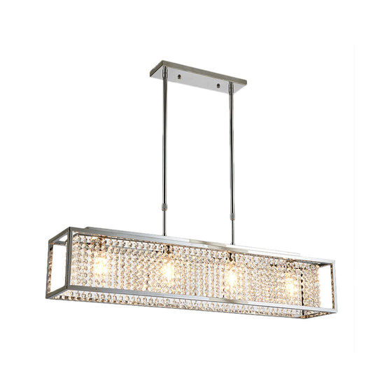 Contemporary Cuboid Island Pendant Chandelier With Crystal Drops