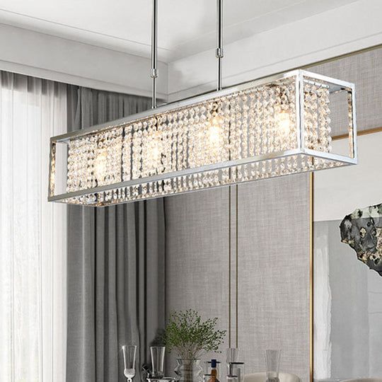 Contemporary Cuboid Island Pendant Chandelier With Crystal Drops