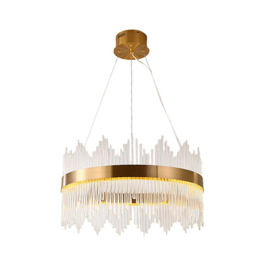 Crystal Wavy Icicle Chandelier Lamp - Adjustable 19.5/23.5 Led Gold Ceiling Light Fixture