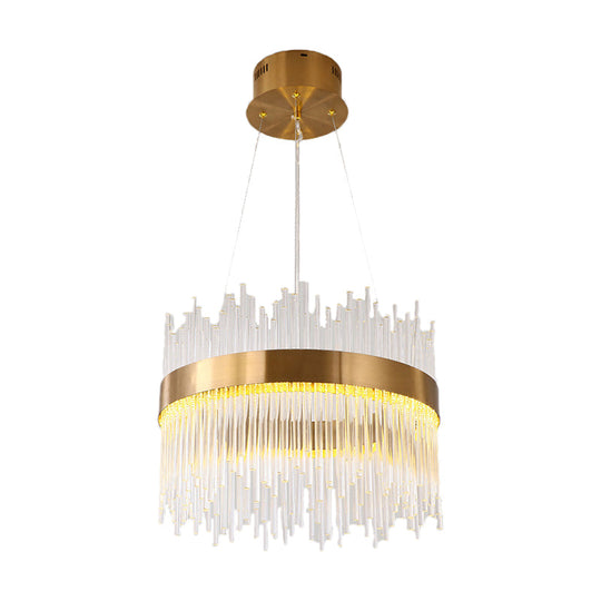Crystal Wavy Icicle Chandelier Lamp - Adjustable 19.5/23.5 Led Gold Ceiling Light Fixture
