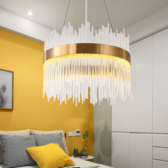 Crystal Wavy Icicle Chandelier Lamp - Adjustable 19.5/23.5 Led Gold Ceiling Light Fixture / 19.5