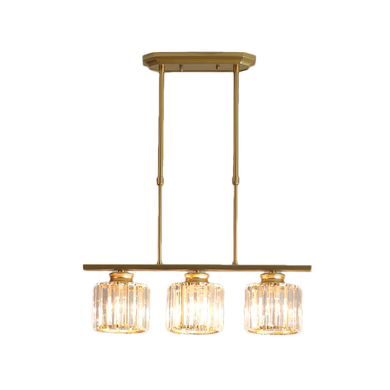 Crystal Shaded Ceiling Pendant Light For Modern Dining Room In Brass
