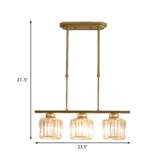 Crystal Shaded Ceiling Pendant Light For Modern Dining Room In Brass