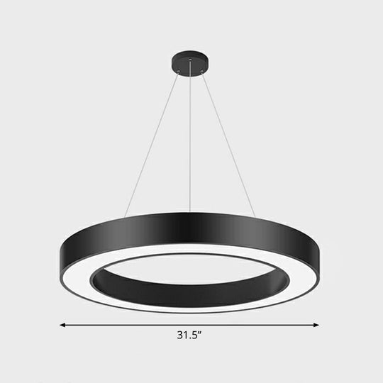 Geometric Led Ceiling Light: Modern Acrylic Office Chandelier In Black / 31.5 Round