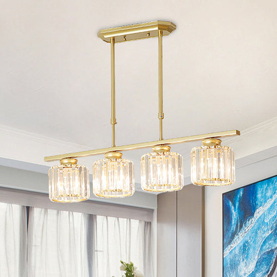 Crystal Shaded Ceiling Pendant Light For Modern Dining Room In Brass 4 /
