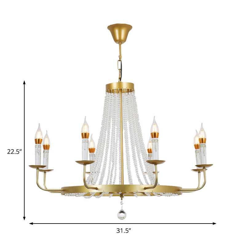 Modern Crystal Chandelier Pendant With Tassels - 5/8/12 Lights Brass Ceiling Lamp