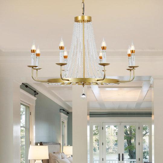 Stunning Crystal Tassel Chandelier Pendant - 5/8/12 Lights - Hangs from Ceiling - Brass Finish