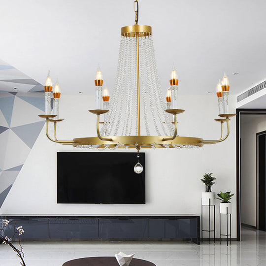 Modern Crystal Chandelier Pendant With Tassels - 5/8/12 Lights Brass Ceiling Lamp 8 /