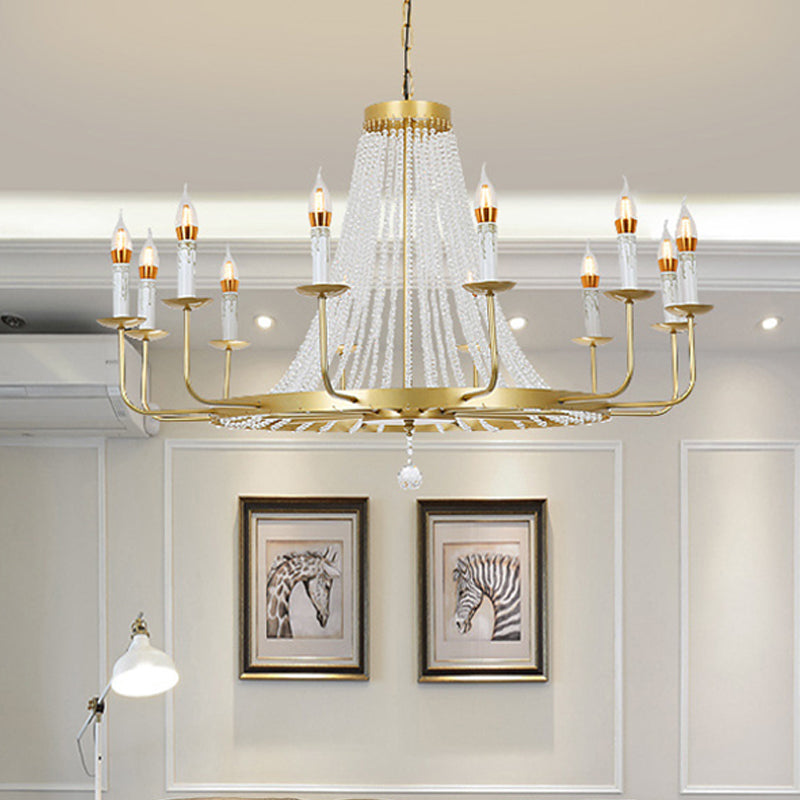 Modern Crystal Chandelier Pendant With Tassels - 5/8/12 Lights Brass Ceiling Lamp