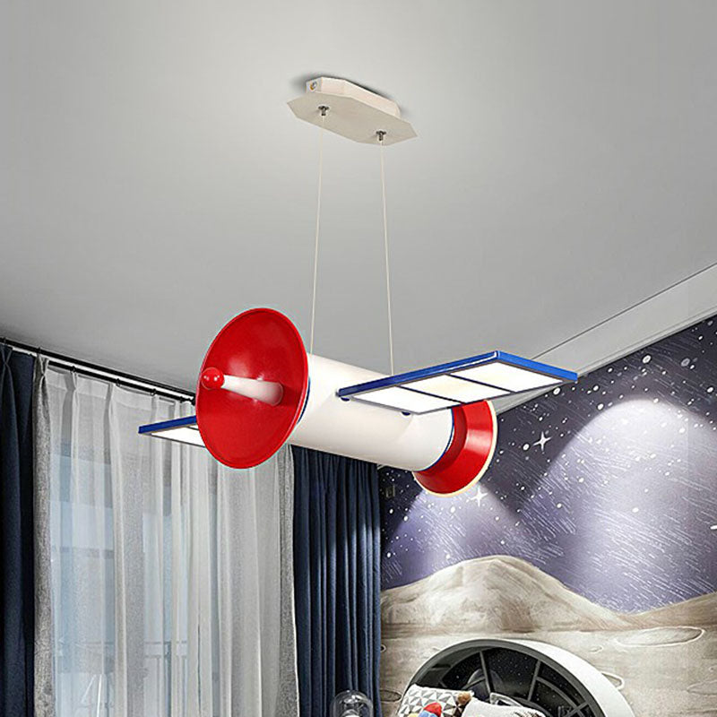 Red Led Satellite Ceiling Light For Childrens Bedroom - Space-Themed Acrylic Chandelier