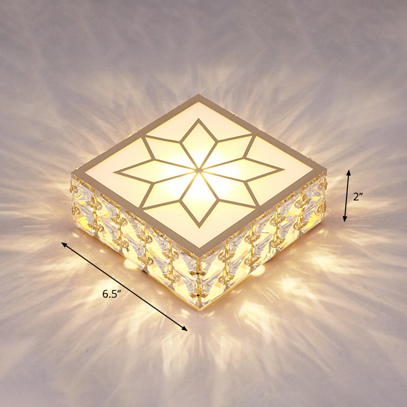 Gold Led Crystal Flush Mount Ceiling Light For Foyer - Sleek Simplicity / 6.5 Warm