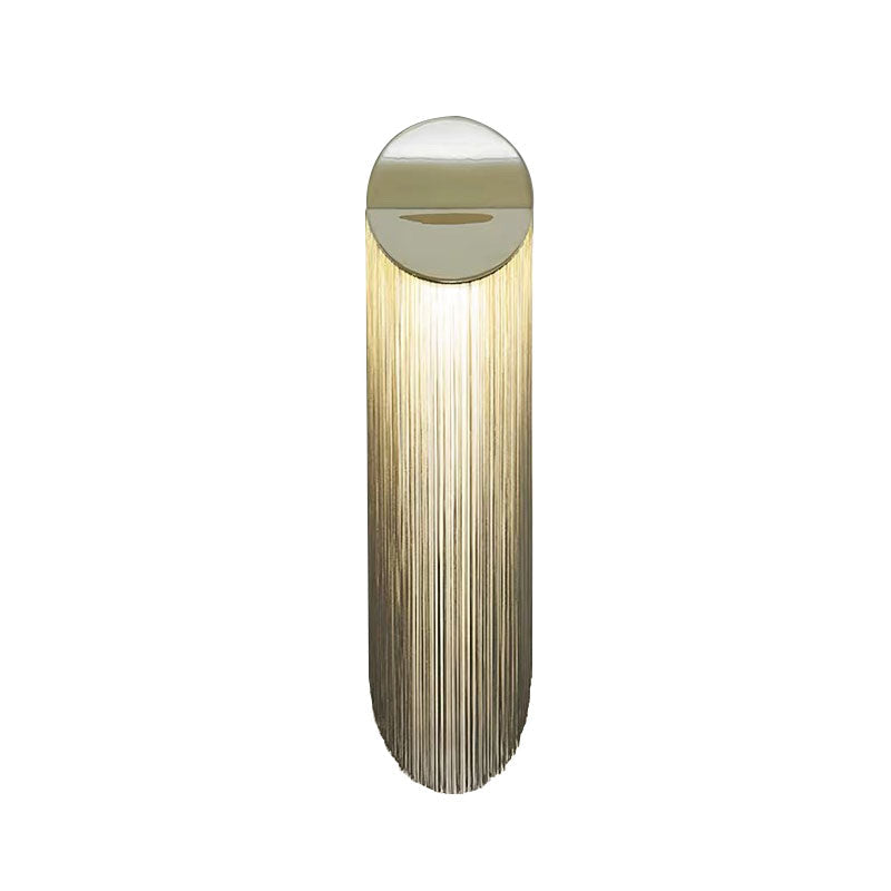 Postmodern Gold Fringed Wall Light Fixture: Single-Bulb Bedside Mounted Lamp