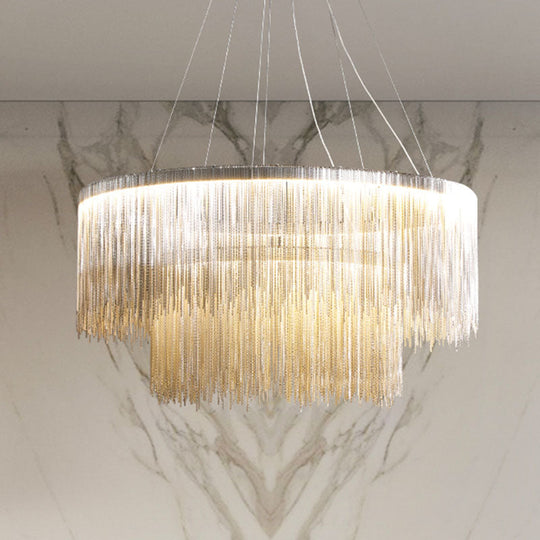 Modern Fringed Round Ceiling Pendant Light for Living Room