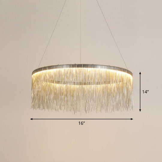 Modern Fringed Round Ceiling Pendant Light for Living Room